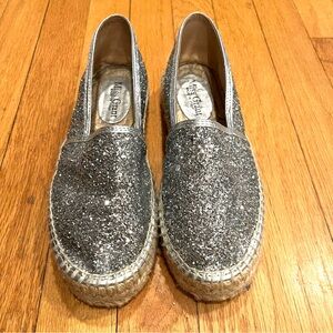 Miss Grant Silver Glitter Espadrilles Women Size 36 (US 5.5)